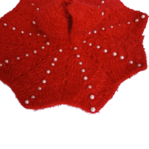 Handmade Red Pearl Laddu Gopal Dress – Soft Woolen Winter Outfit for Kanha Ji 6 no. Dress