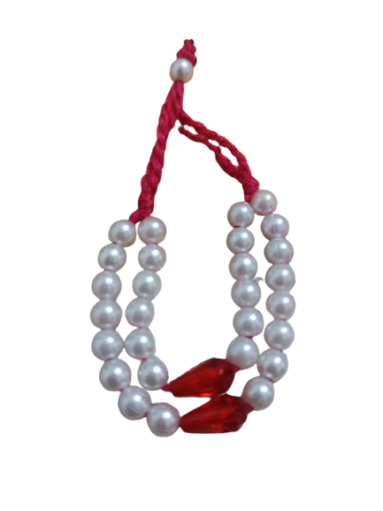 Pearl Beaded Mala for Laddu Gopal (Red Thread Necklace) - Image 2