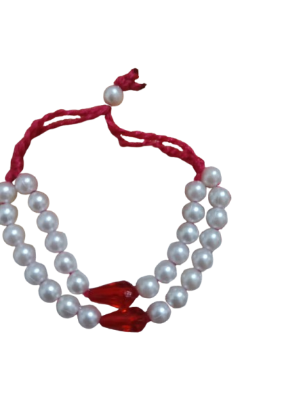 Pearl Beaded Mala for Laddu Gopal (Red Thread Necklace)